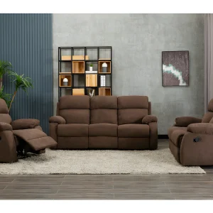 Kanapy 3+2+1-osobowa TOLZANO z tkaniny, z manualną funkcją relax – kolor brązowy 120805 Kanapy 3+2+1-osobowa TOLZANO z tkaniny, z manualną funkcją relax – kolor brązowy 120805