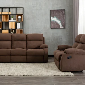 Kanapy 3+2-osobowa TOLZANO z tkaniny, z manualną funkcją relax – kolor brązowy 120803 Kanapy 3+2-osobowa TOLZANO z tkaniny, z manualną funkcją relax – kolor brązowy 120803
