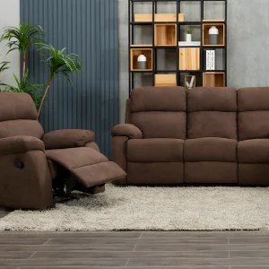 Kanapy 3+1-osobowa TOLZANO z tkaniny, z manualną funkcją relax – kolor brązowy 120801 Kanapy 3+1-osobowa TOLZANO z tkaniny, z manualną funkcją relax – kolor brązowy 120801