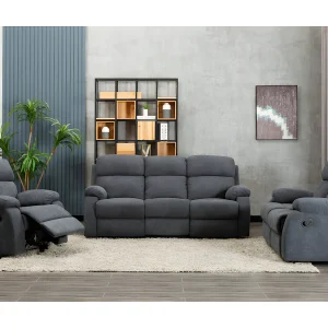 Kanapy 3+2+1-osobowa TOLZANO z tkaniny, z manualną funkcją relax – kolor antracytowy 120799 Kanapy 3+2+1-osobowa TOLZANO z tkaniny, z manualną funkcją relax – kolor antracytowy 120799