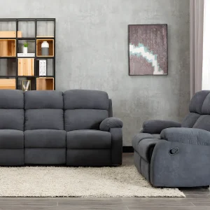 Kanapy 3+2-osobowa TOLZANO z tkaniny, z manualną funkcją relax – kolor antracytowy 120797 Kanapy 3+2-osobowa TOLZANO z tkaniny, z manualną funkcją relax – kolor antracytowy 120797