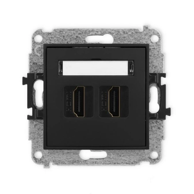 MINI Mechanizm gniazda podwójnego HDMI 2.1, 8K czarny mat 12MHDMI‑6 - obrazek 1