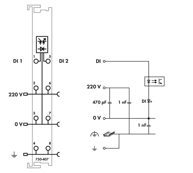 Moduł 2DI 220V DC 750‑407 - obrazek 3