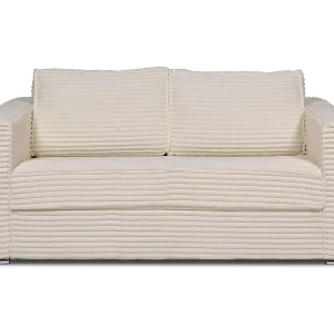Kanapa 3-osobowa rozkładana typu express z beżowego szeroko prążkowanego sztruksu – Miejsce do spania 140 cm – Materac 14 cm – LORETO 3147446 Kanapa 3-osobowa rozkładana typu express z beżowego szeroko prążkowanego sztruksu – Miejsce do spania 140 cm – Materac 14 cm – LORETO 3147446
