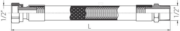 Wąż do gazu nakrętno-nakrętny 1/2 cala 1,0 m PVC WG1000 - obrazek 1