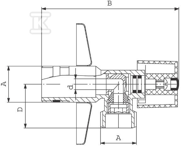 Zawór kulowy kątowy 1/2"x3/8" z rozetą, uchwyt metalowy Z1238K - obrazek 2