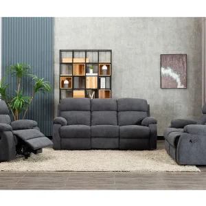 Kanapa 3-osobowa TOLZANO z tkaniny, z funkcją relax – kolor antracytowy 113255