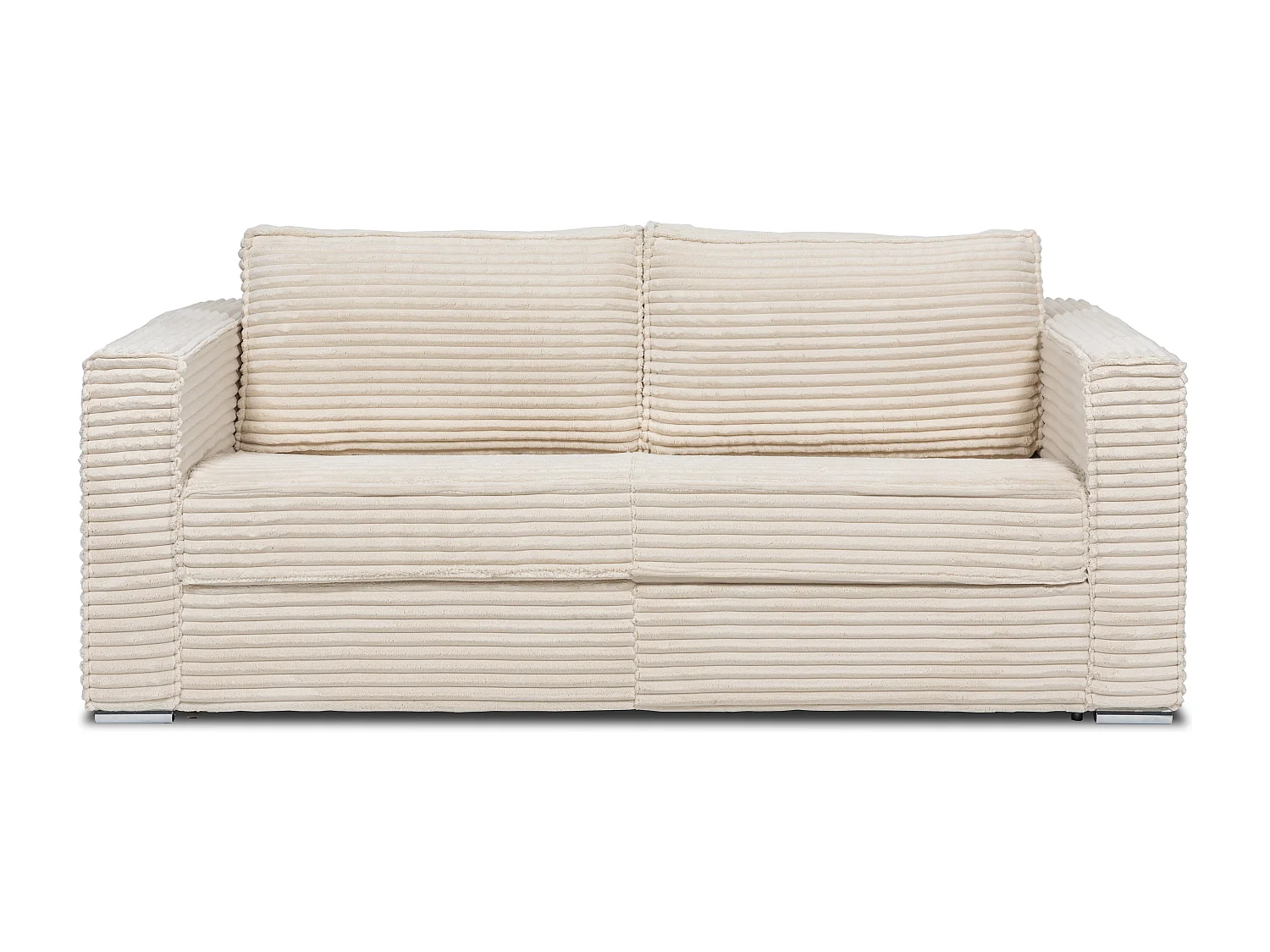 Kanapa 4-osobowa rozkładana typu express z beżowego szeroko prążkowanego sztruksu - Miejsce do spania 160 cm - Materac 14 cm - LORETO 3296297 - obrazek 1