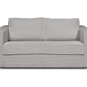 Kanapa 3-osobowa rozkładana typu express z jasnoszarego szeroko prążkowanego sztruksu – Miejsce do spania 140 cm – Materac 14 cm – LORETO 3296136