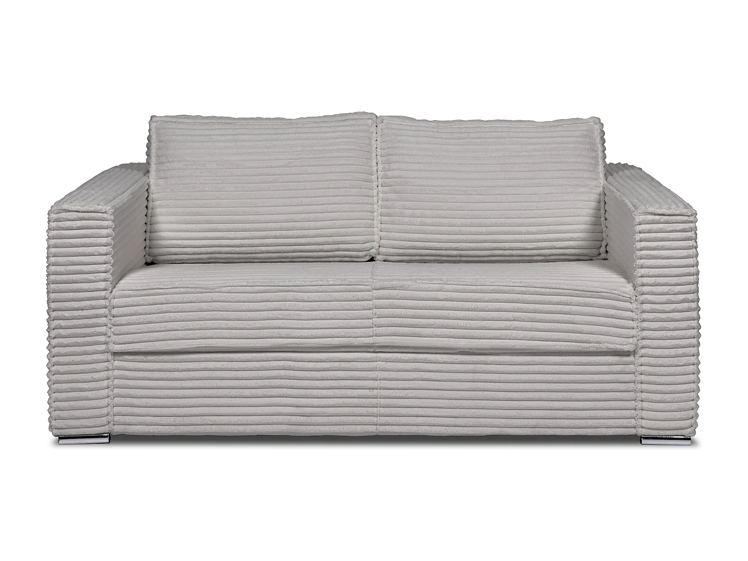 Kanapa 3-osobowa rozkładana typu express z jasnoszarego szeroko prążkowanego sztruksu - Miejsce do spania 140 cm - Materac 22 cm z pamięcią kształtu - LORETO 3296138 - obrazek 1