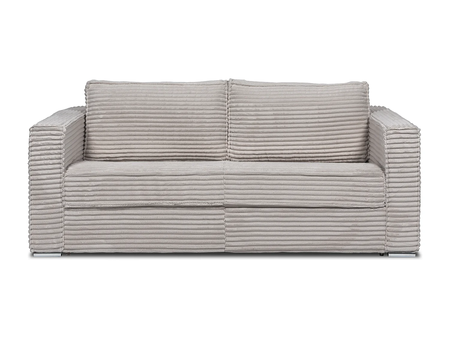 Kanapa 4-osobowa rozkładana typu express z jasnoszarego szeroko prążkowanego sztruksu - Miejsce do spania 160 cm - Materac 22 cm z pamięcią kształtu - LORETO 3296328 - obrazek 1