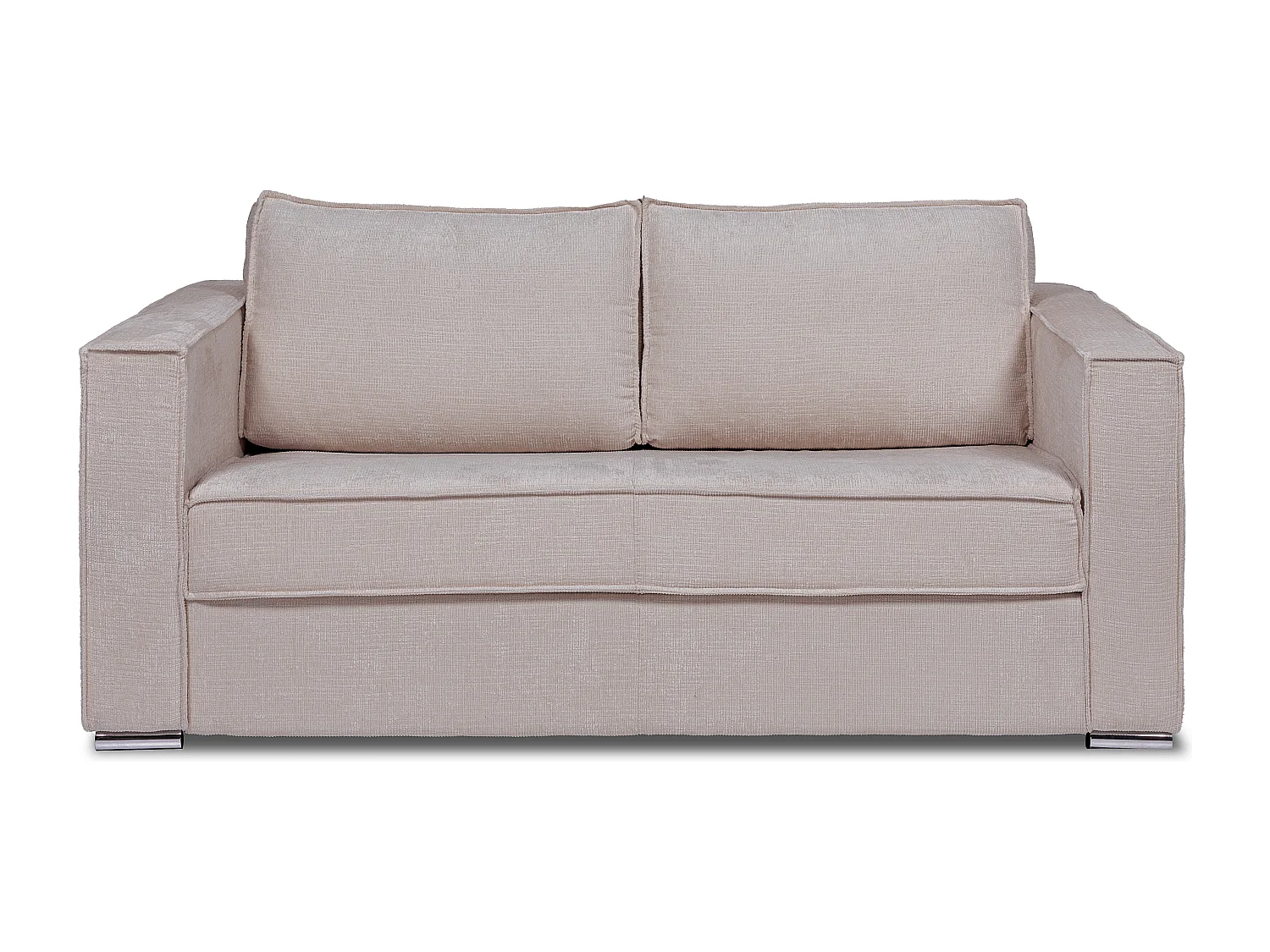 Kanapa 3-osobowa rozkładana z szenilową tapicerką taupe - Miejsce do spania 140 cm - Materac 18 cm - LORETO 3296140 - obrazek 1