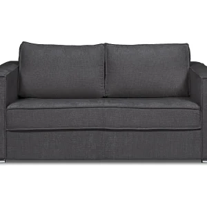 Kanapa 3-osobowa rozkładana z szenilową tapicerką szary antracytowy – Miejsce do spania 140 cm – Materac 14 cm – LORETO 3296212