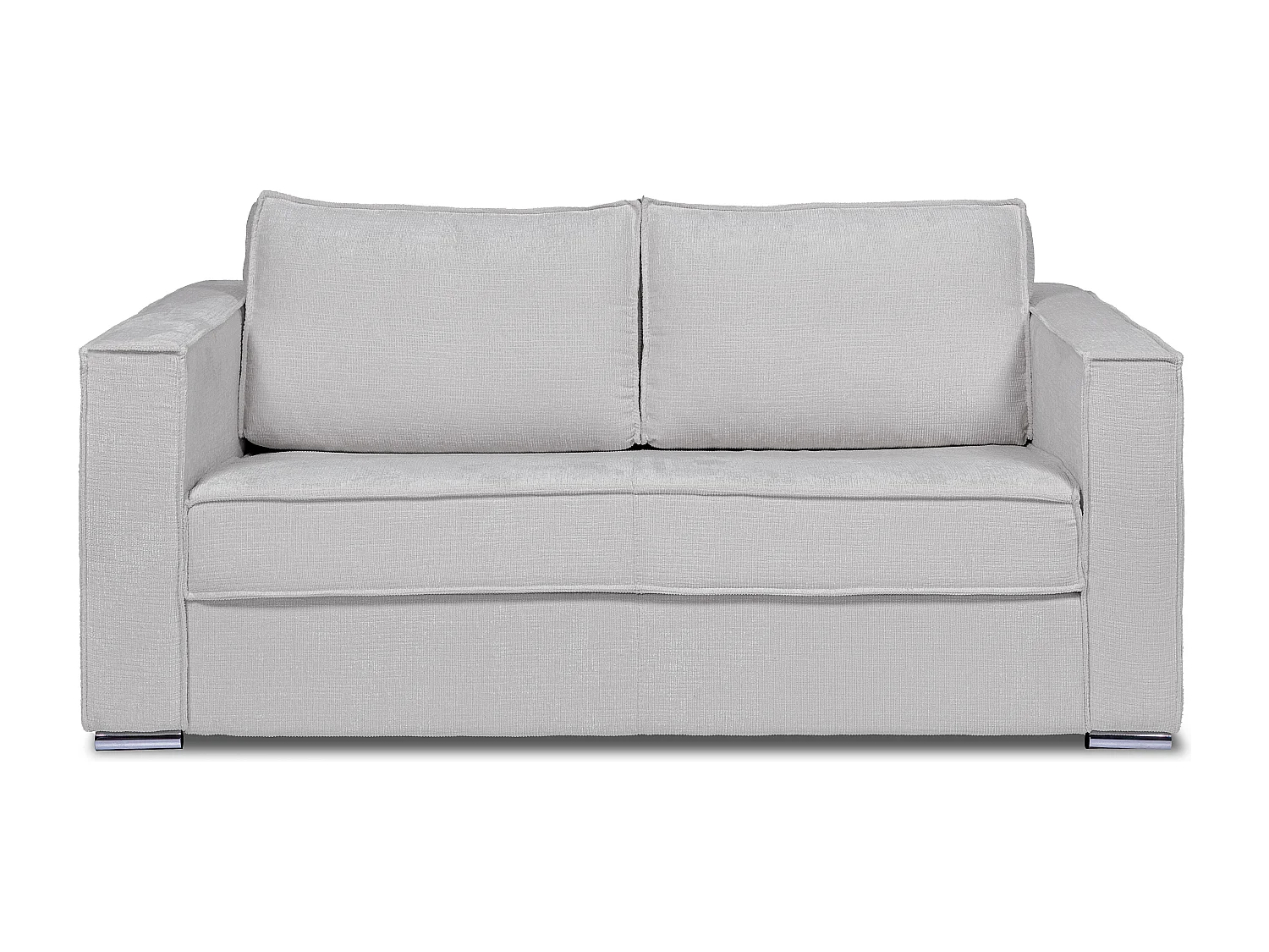 Kanapa 3-osobowa rozkładana z jasnoszarą szenilową tapicerką - Miejsce do spania z szerokimi listewkami 140 cm - Materac 22 cm z pamięcią kształtu - LORETO 3296691 - obrazek 1