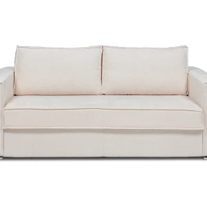 Kanapa 4-osobowa rozkładana typu express z beżową szenilową tapicerką – Miejsce do spania z szerokimi listewkami 160 cm – Materac 14 cm – LORETO 3296713 Kanapa 4-osobowa rozkładana typu express z beżową szenilową tapicerką – Miejsce do spania z szerokimi listewkami 160 cm – Materac 14 cm – LORETO 3296713