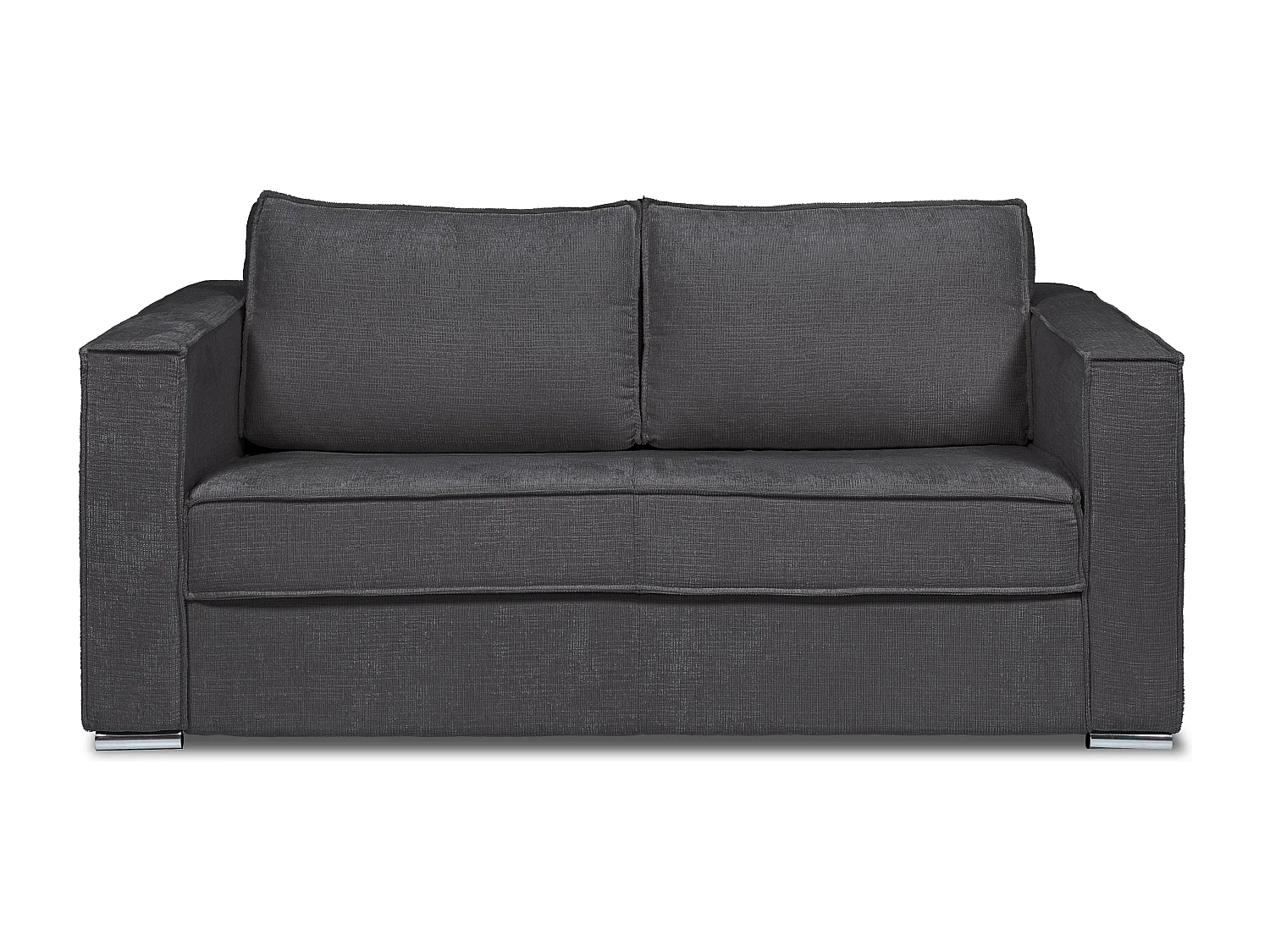 Kanapa 4-osobowa rozkładana z szenilową tapicerką szary antracytowy - Miejsce do spania z szerokimi listewkami 160 cm - Materac 18 cm - LORETO 3296732 - obrazek 1