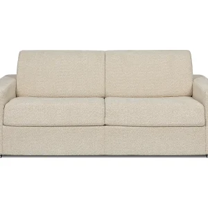 Kanapa 4-osobowa rozkładana typu express z beżowej bukli – Miejsce do spania z szerokimi listewkami 160 cm – Materac 18 cm – CALITO 3295409 Kanapa 4-osobowa rozkładana typu express z beżowej bukli – Miejsce do spania z szerokimi listewkami 160 cm – Materac 18 cm – CALITO 3295409