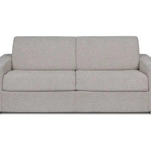 Kanapa 4-osobowa rozkładana typu express z jasnoszarej bukli – Miejsce do spania z szerokimi listewkami 160 cm – Materac 18 cm – CALITO 3295406 Kanapa 4-osobowa rozkładana typu express z jasnoszarej bukli – Miejsce do spania z szerokimi listewkami 160 cm – Materac 18 cm – CALITO 3295406