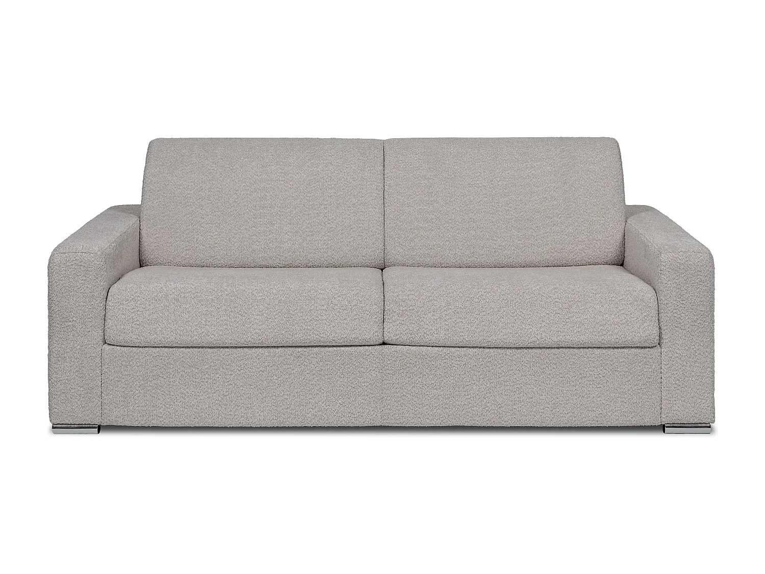 Kanapa 4-osobowa rozkładana typu express z jasnoszarej bukli - Miejsce do spania z szerokimi listewkami 160 cm - Materac 18 cm - CALITO 3295406 - obrazek 1