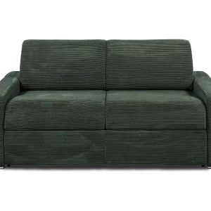 Kanapa 3 osobowa rozkładana typu express z zielonego sztruksu – Miejsce do spania 140 cm – Materac 14 cm – CALITO 3294616 Kanapa 3 osobowa rozkładana typu express z zielonego sztruksu – Miejsce do spania 140 cm – Materac 14 cm – CALITO 3294616