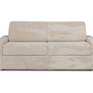 Kanapa 4-osobowa rozkładana typu express z beżowego sztruksu – Miejsce do spania 160 cm – Materac 14 cm – CALITO 3294625 Kanapa 4-osobowa rozkładana typu express z beżowego sztruksu – Miejsce do spania 160 cm – Materac 14 cm – CALITO 3294625