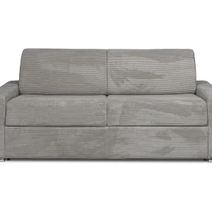 Kanapa 4-osobowa rozkładana typu express z jasnoszarego sztruksu – Miejsce do spania 160 cm – Materac 14 cm – CALITO 3294634 Kanapa 4-osobowa rozkładana typu express z jasnoszarego sztruksu – Miejsce do spania 160 cm – Materac 14 cm – CALITO 3294634