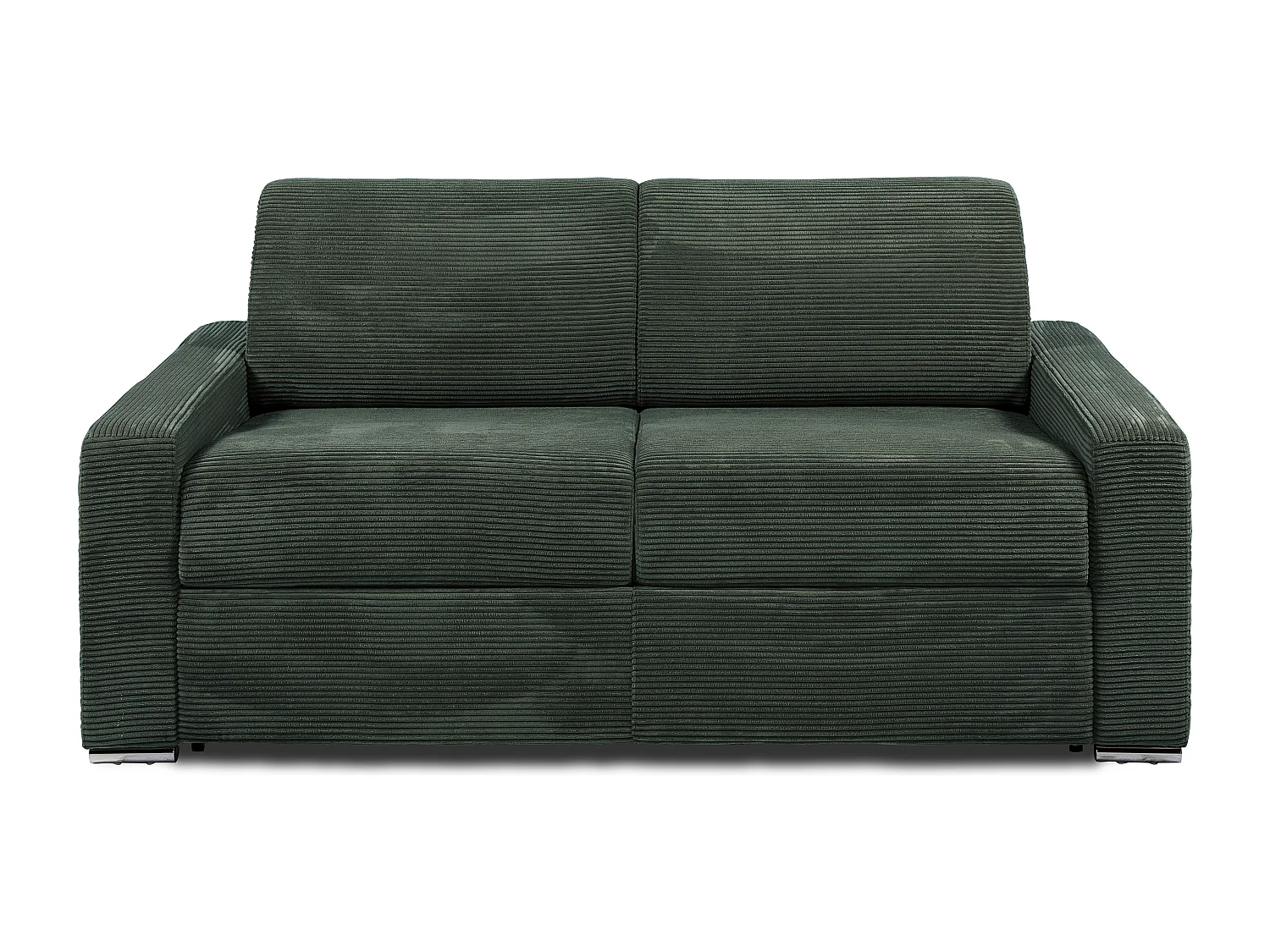 Kanapa 3-osobowa rozkładana typu express z zielonego sztruksu - Miejsce do spania z szerokimi listewkami 140 cm - Materac 14 cm - CALITO 3295390 - obrazek 1
