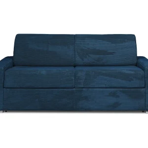 Kanapa 4-osobowa rozkładana typu express z niebieskiego sztruksu – Miejsce do spania z szerokimi listewkami 160 cm – Materac 18 cm – CALITO 3295415 Kanapa 4-osobowa rozkładana typu express z niebieskiego sztruksu – Miejsce do spania z szerokimi listewkami 160 cm – Materac 18 cm – CALITO 3295415