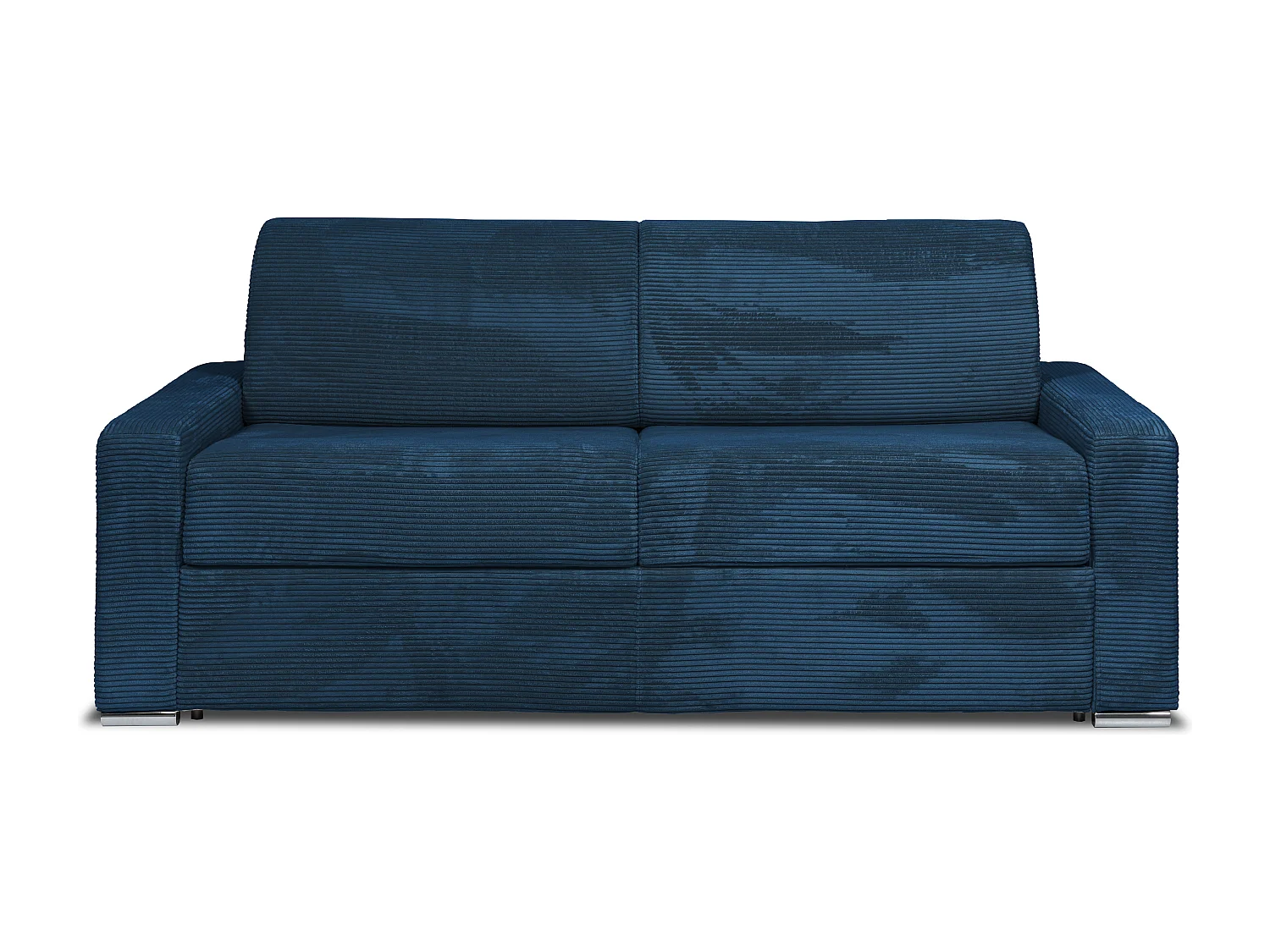 Kanapa 4-osobowa rozkładana typu express z niebieskiego sztruksu - Miejsce do spania z szerokimi listewkami 160 cm - Materac 14 cm - CALITO 3295414 - obrazek 1
