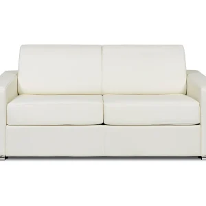 Kanapa 3-osobowa rozkładana typu express z białej skóry bawolej – Miejsce do spania 140 cm – Materac 14 cm – CALITO 3294597