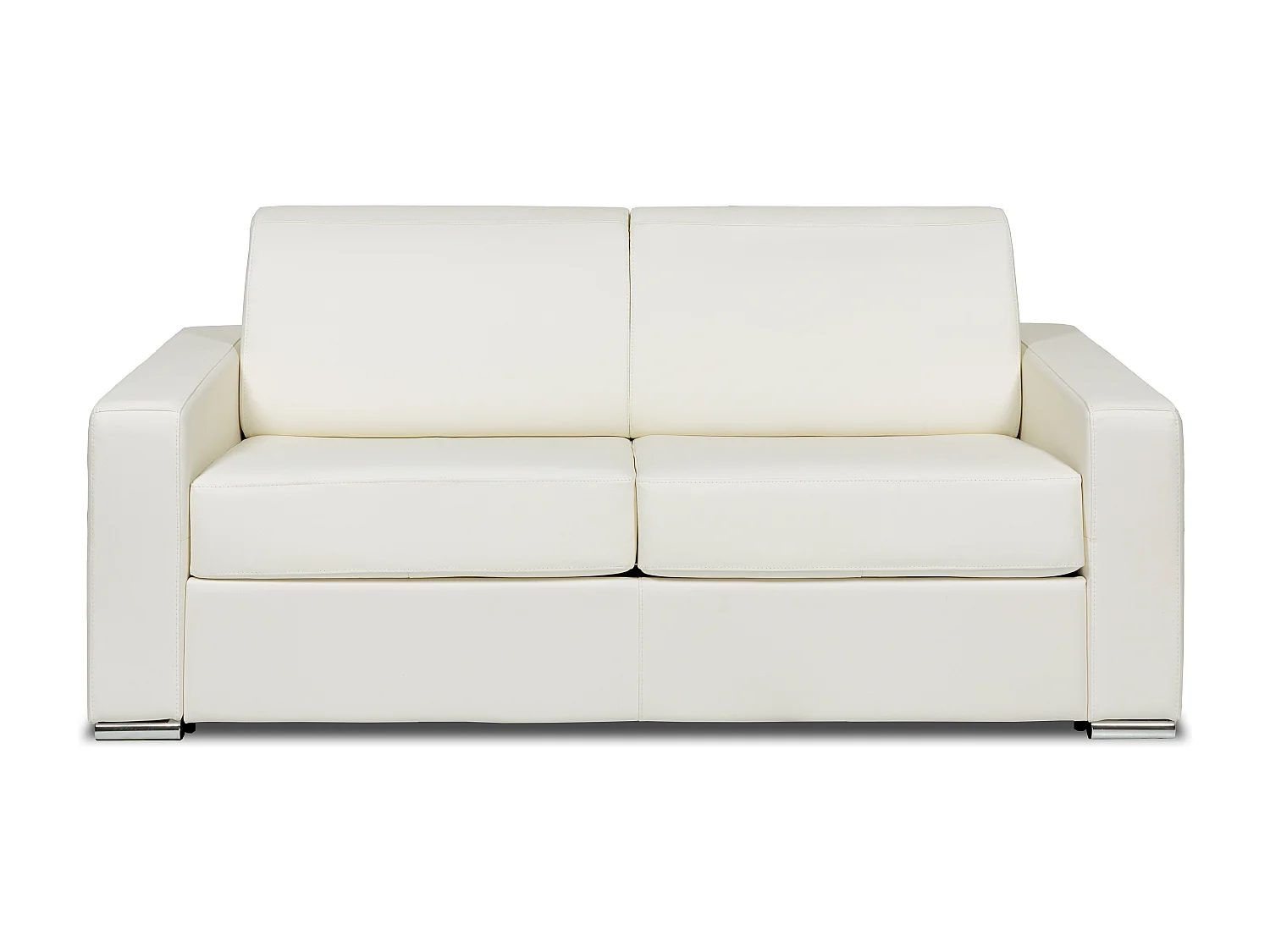 Kanapa 3-osobowa rozkładana typu express z białej skóry bawolej - Miejsce do spania 140 cm - Materac 14 cm - CALITO 3294597 - obrazek 1
