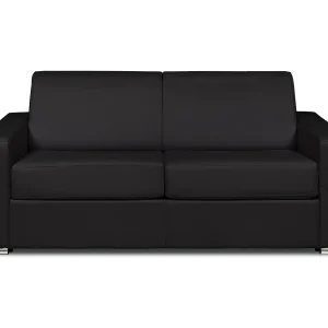 Kanapa 3-osobowa rozkładana typu express z czarnej skóry bawolej – Miejsce do spania 140 cm – Materac 22 cm – CALITO 3294596
