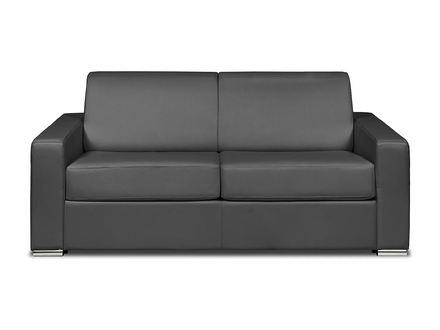 Kanapa 3-osobowa rozkładana typu express z szarej skóry bawolej - Miejsce do spania 140 cm - Materac 18 cm - CALITO 3294602 - obrazek 1