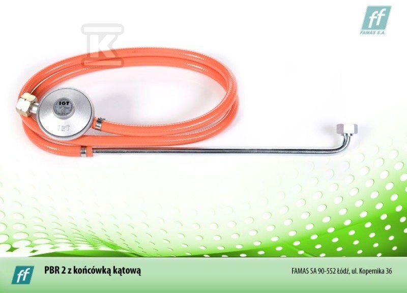 Przewód do butli propan-butan z końcówką długą kat. L=250cm z reduktorem 6NPBR2-0250-00 - obrazek 1