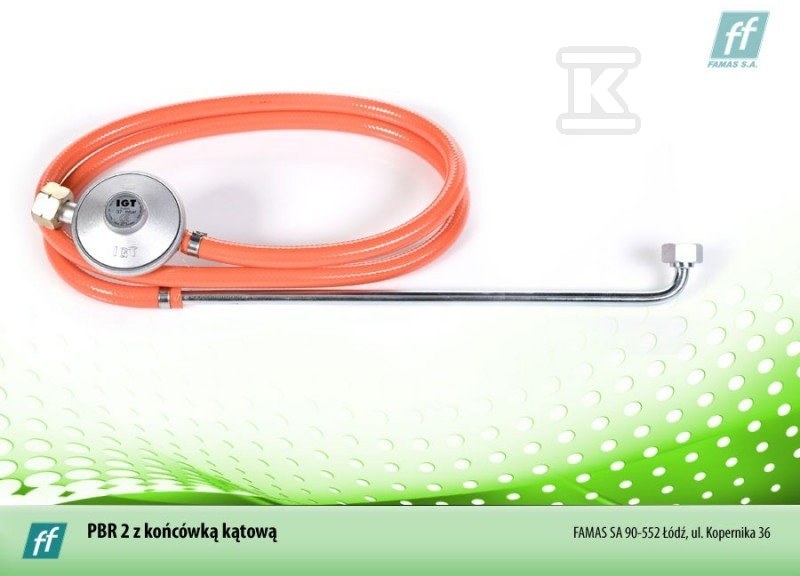 Przewód do butli propan-butan z końcówką długą kąt. L=300cm z reduktorem 6NPBR2-0300-00 - obrazek 1