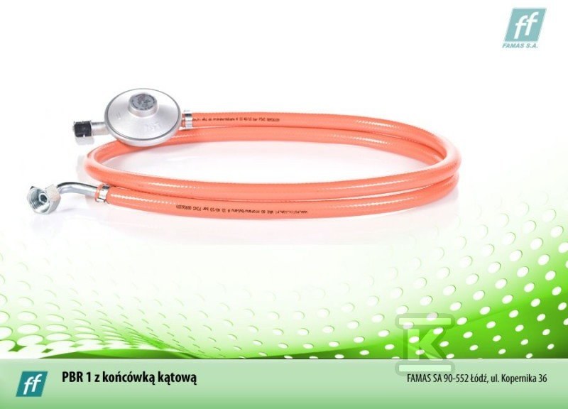 Przewód do butli propan-butan z końcówką krótką kat. L=250cm z reduktorem 6NPBR1-0250-00 - obrazek 1