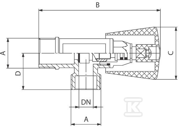 Zawór grzybkowy kątowy 1/2"x3/4" Z230 - obrazek 2