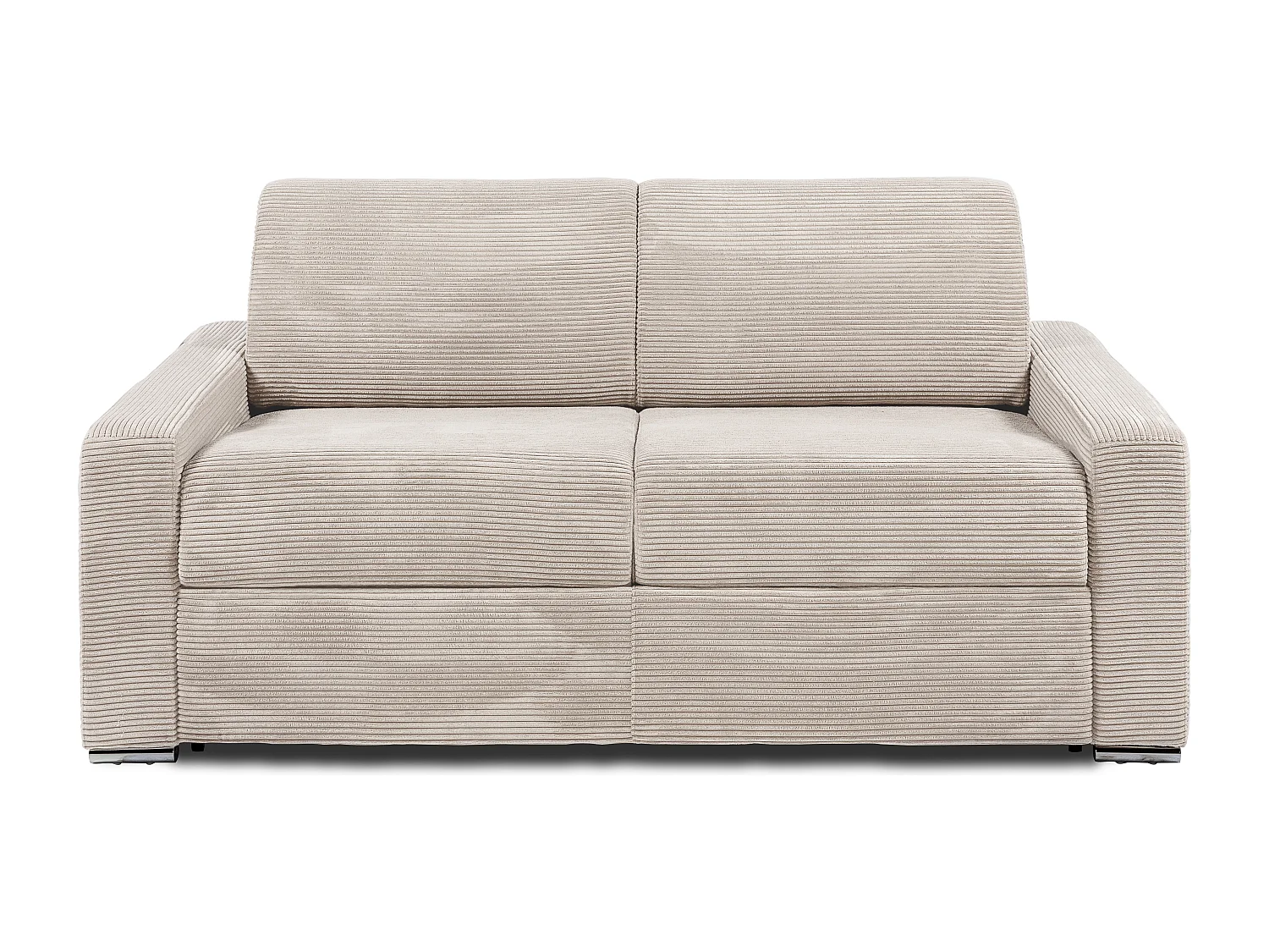 Kanapa 3-osobowa rozkładana typu express z beżowego sztruksu - Miejsce do spania 140 cm - Materac 22 cm z pamięcią kształtu - CALITO 3147459 - obrazek 1