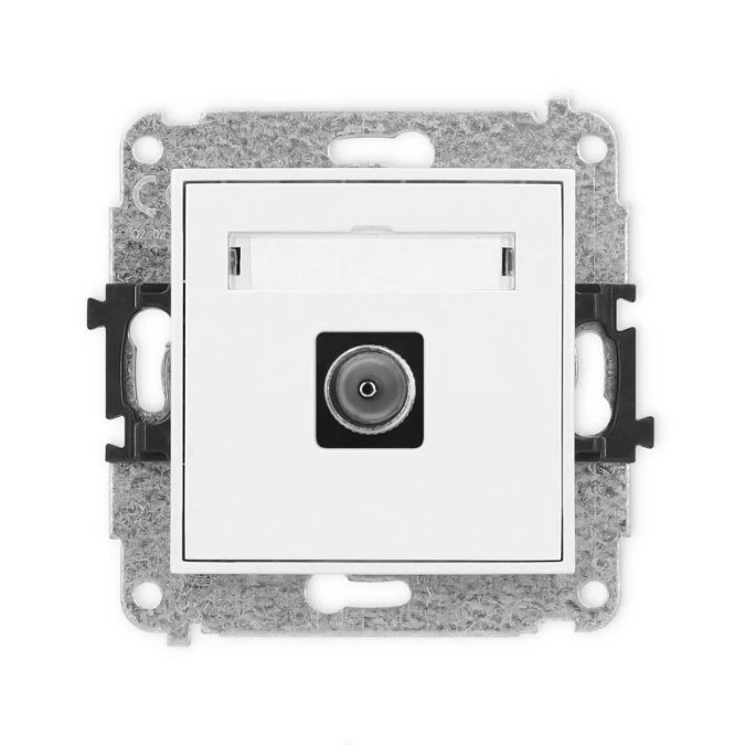 MINI Mechanizm gniazda antenowego pojedynczego TV biały mat 25MGTV‑1 - obrazek 1