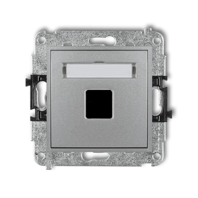 MINI Mechanizm gniazda multimedialnego pojedynczego bez modułu (standard Keystone) srebrny metalik 7MGM‑1P - obrazek 1