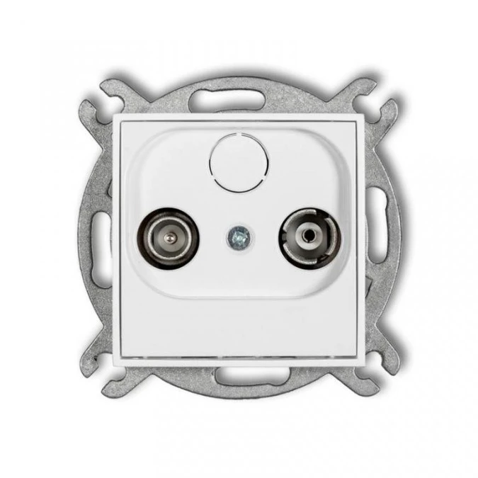 MINI Mechanizm gniazda abonenckiego RTV przelotowego 15dB biały mat 25MG15P - obrazek 1
