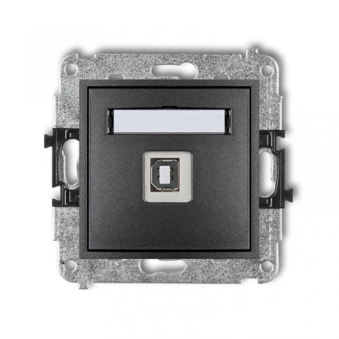 MINI Gniazdo pojedyncze USB‑AB 2.0 grafitowe 11MGUSB‑3 - obrazek 1