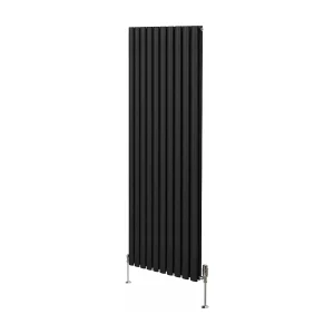 Grzejnik kolumnowy owalny i zawory – 1800 mm x 600 mm – czarny 3485932 Grzejnik kolumnowy owalny i zawory – 1800 mm x 600 mm – czarny 3485932