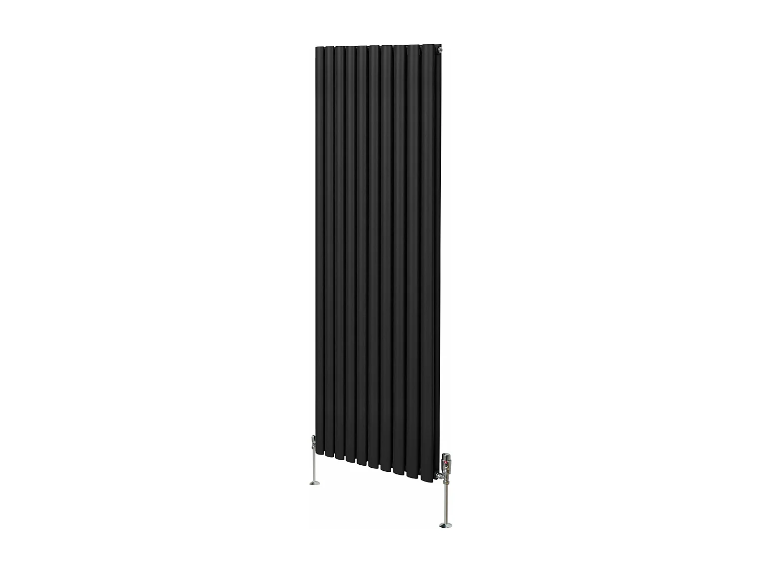 Grzejnik kolumnowy owalny i zawory - 1800 mm x 600 mm - czarny 3485932 - obrazek 1