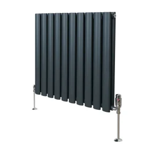 Grzejnik kolumnowy owalny z zaworami – 600 mm x 600 mm – antracytowo-szary 3485947 Grzejnik kolumnowy owalny z zaworami – 600 mm x 600 mm – antracytowo-szary 3485947