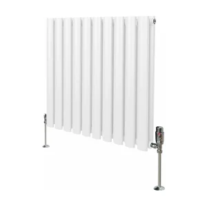 Grzejnik kolumnowy owalny i zawory – 600 mm x 600 mm – biały 3485962 Grzejnik kolumnowy owalny i zawory – 600 mm x 600 mm – biały 3485962