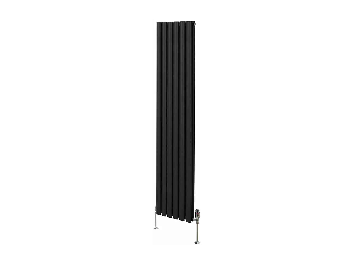 Grzejnik kolumnowy owalny i zawory - 1800 mm x 360 mm - czarny 3485973 - obrazek 1