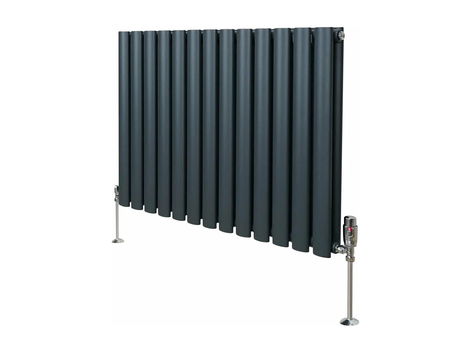 Grzejnik kolumnowy owalny z zaworami – 600 mm x 780 mm – antracytowo-szary 3486025 - obrazek 1