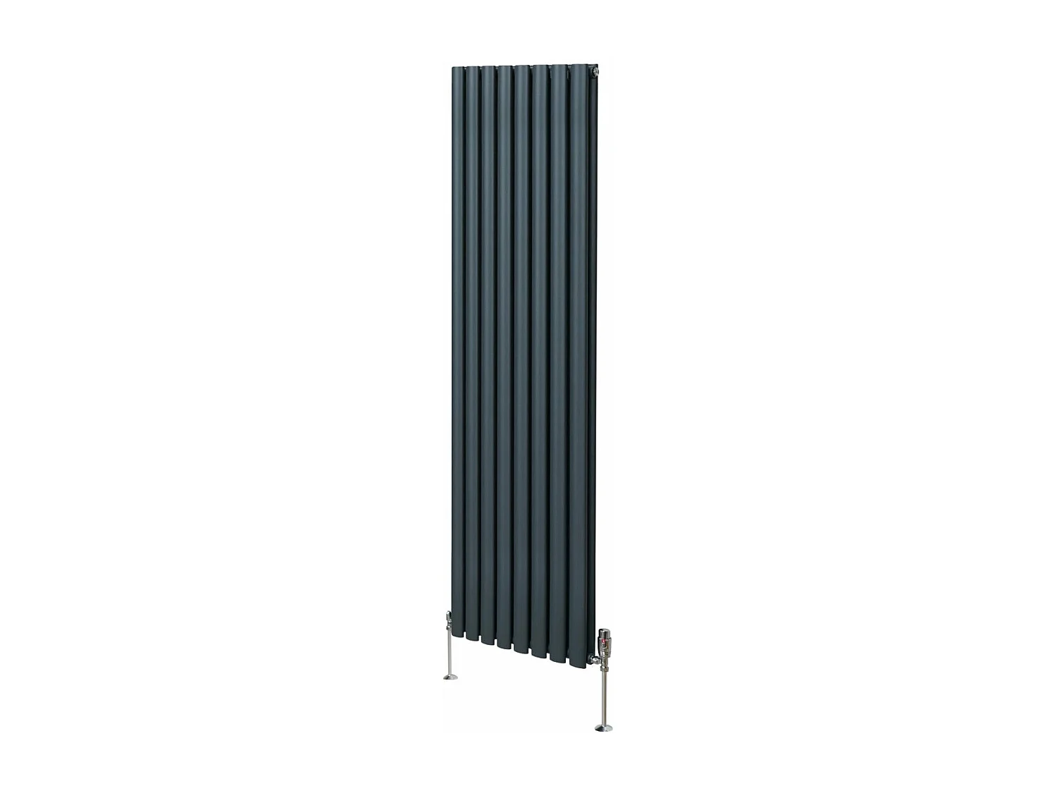 Grzejnik kolumnowy owalny z zaworami – 1800 mm x 480 mm – antracytowo-szary 3486038 - obrazek 1