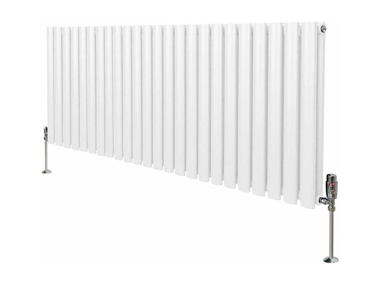 Grzejnik kolumnowy owalny z zaworami – 600 mm x 1440 mm – biały 3486041 - obrazek 1
